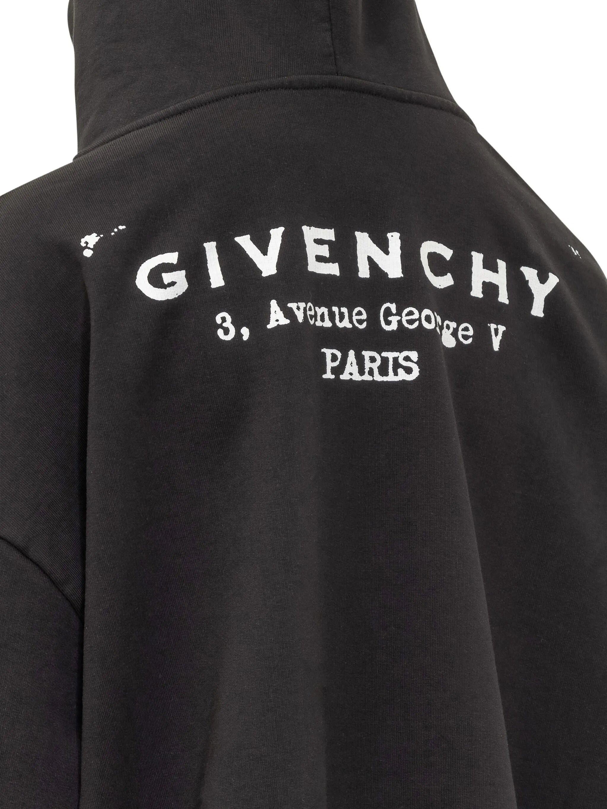 Relaxed Fit Black Cotton Graphic Hoodie