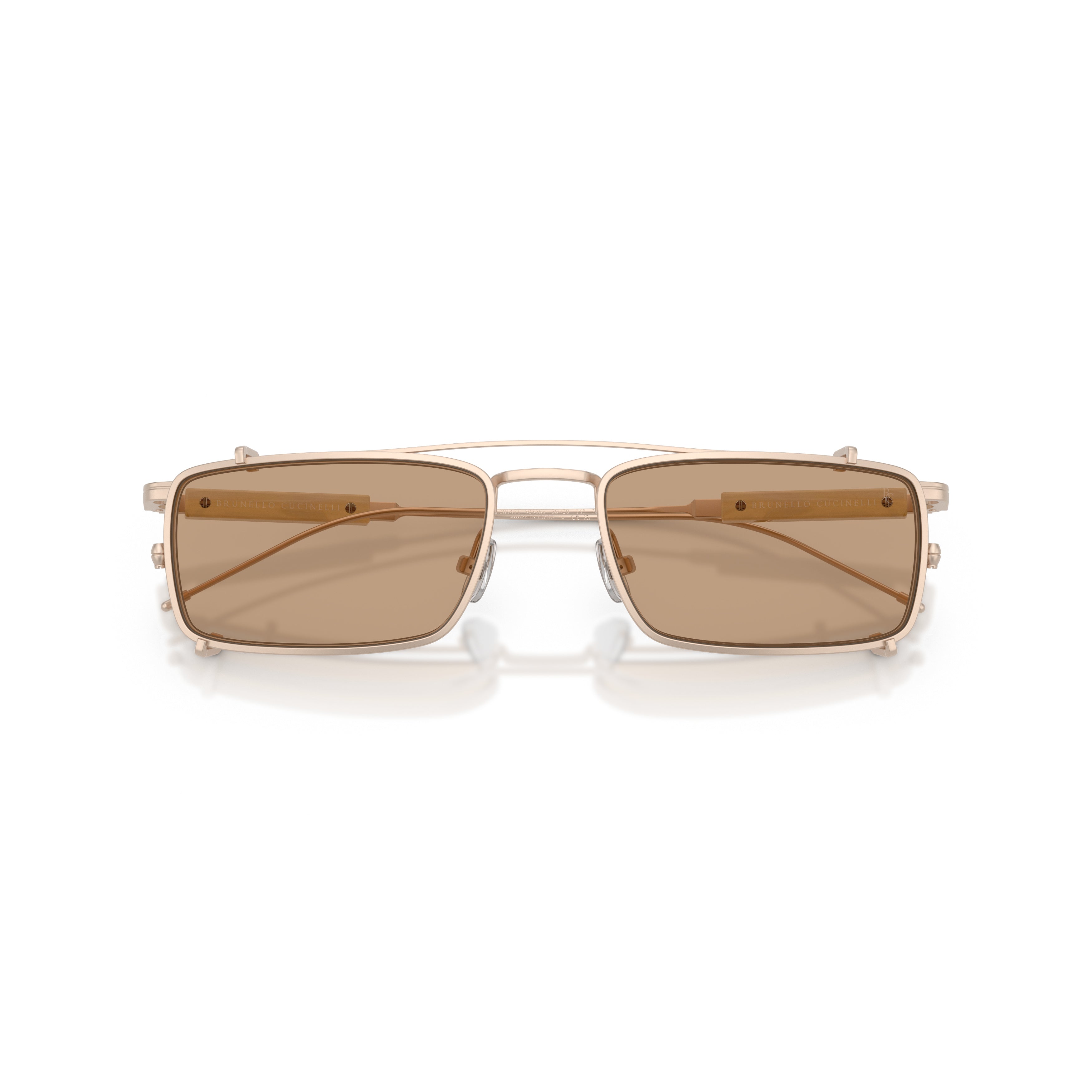 0bc2014st Rectangular Titanium Sunglasses with Double Bridge