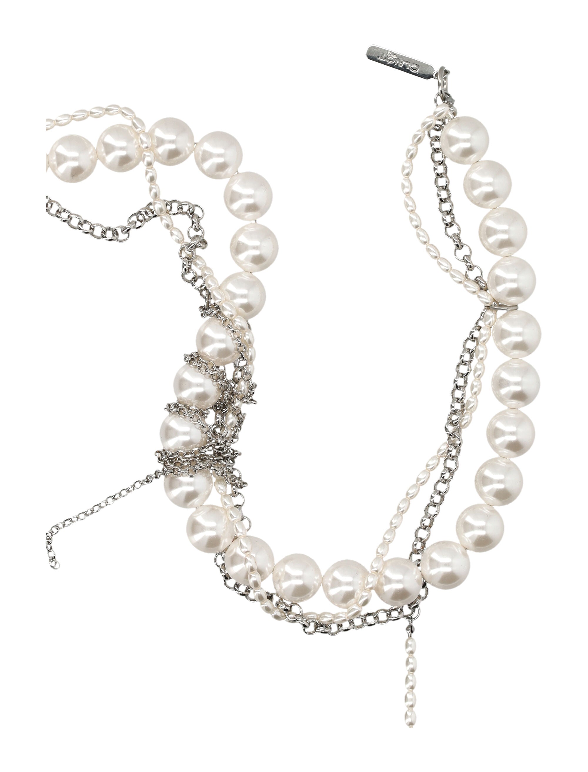 Pearl-Detail Silver-Tone Chain Link Choker