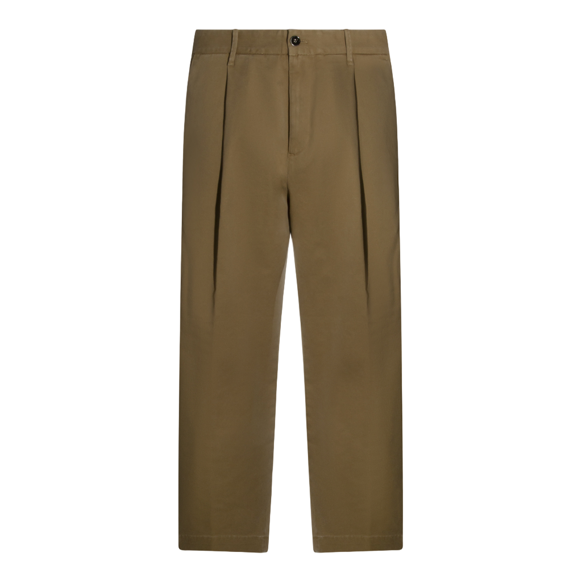 Brown High-Waist Trousers With Pleated Front