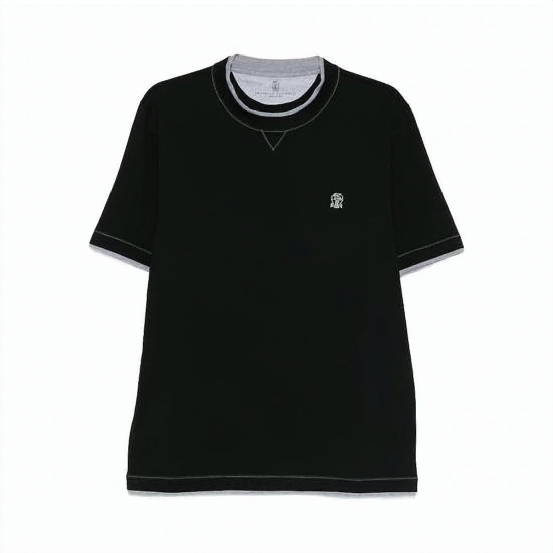Layered Cotton Jersey Crewneck T-Shirt