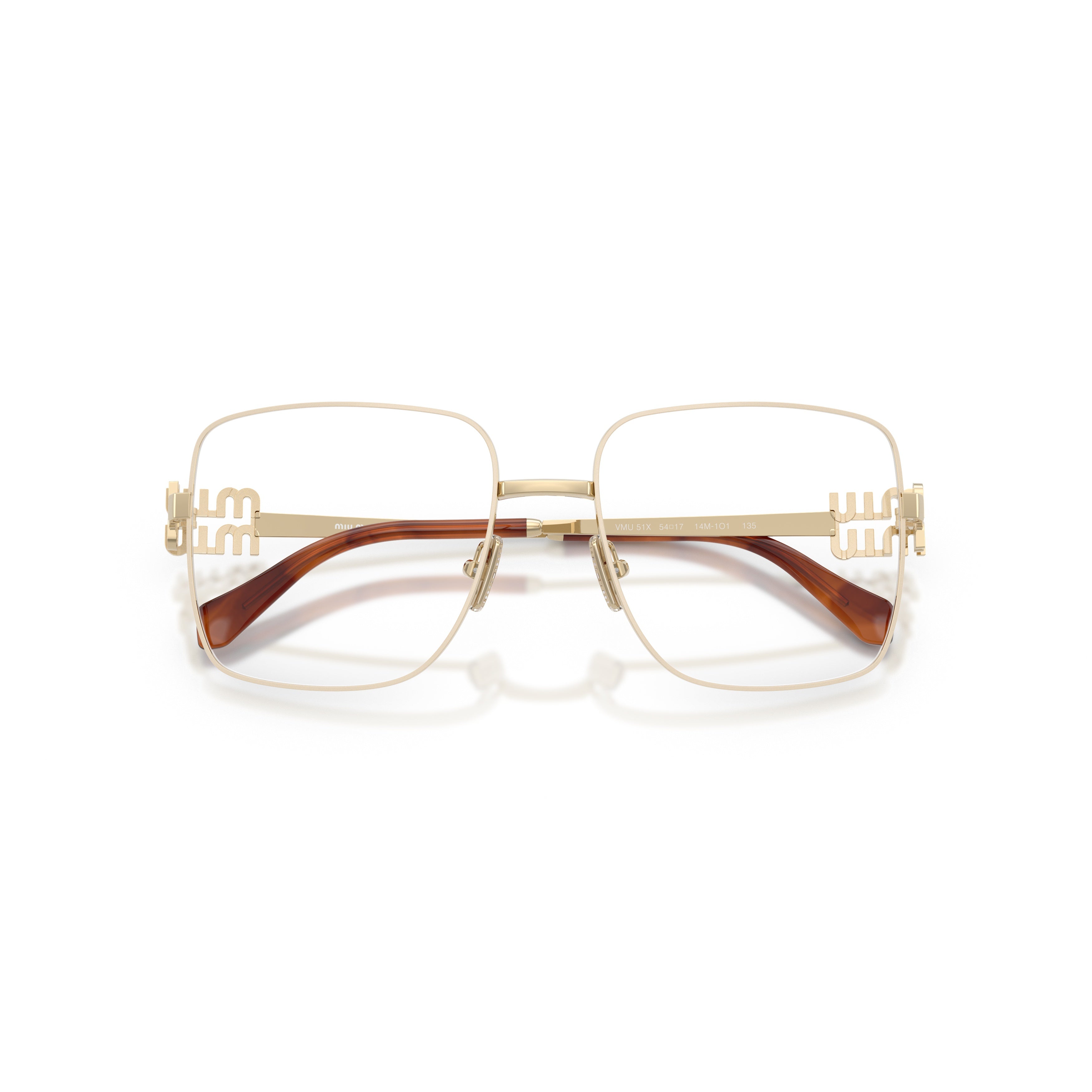 0mu 51xv Square-Shaped Gold-Finish Metal Eyeglasses