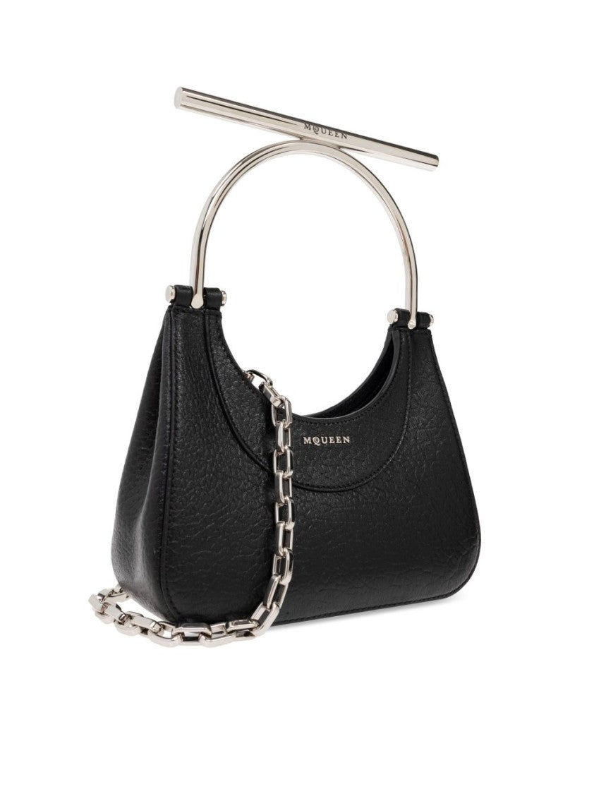 Mini T-Bar Bag In Textured Black Lambskin