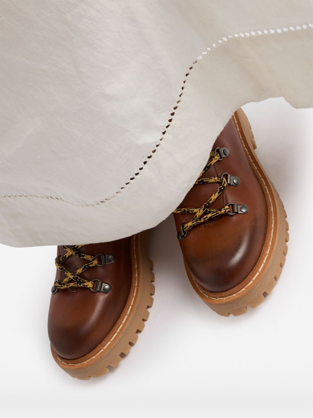 Laced Leather Ankle Boots