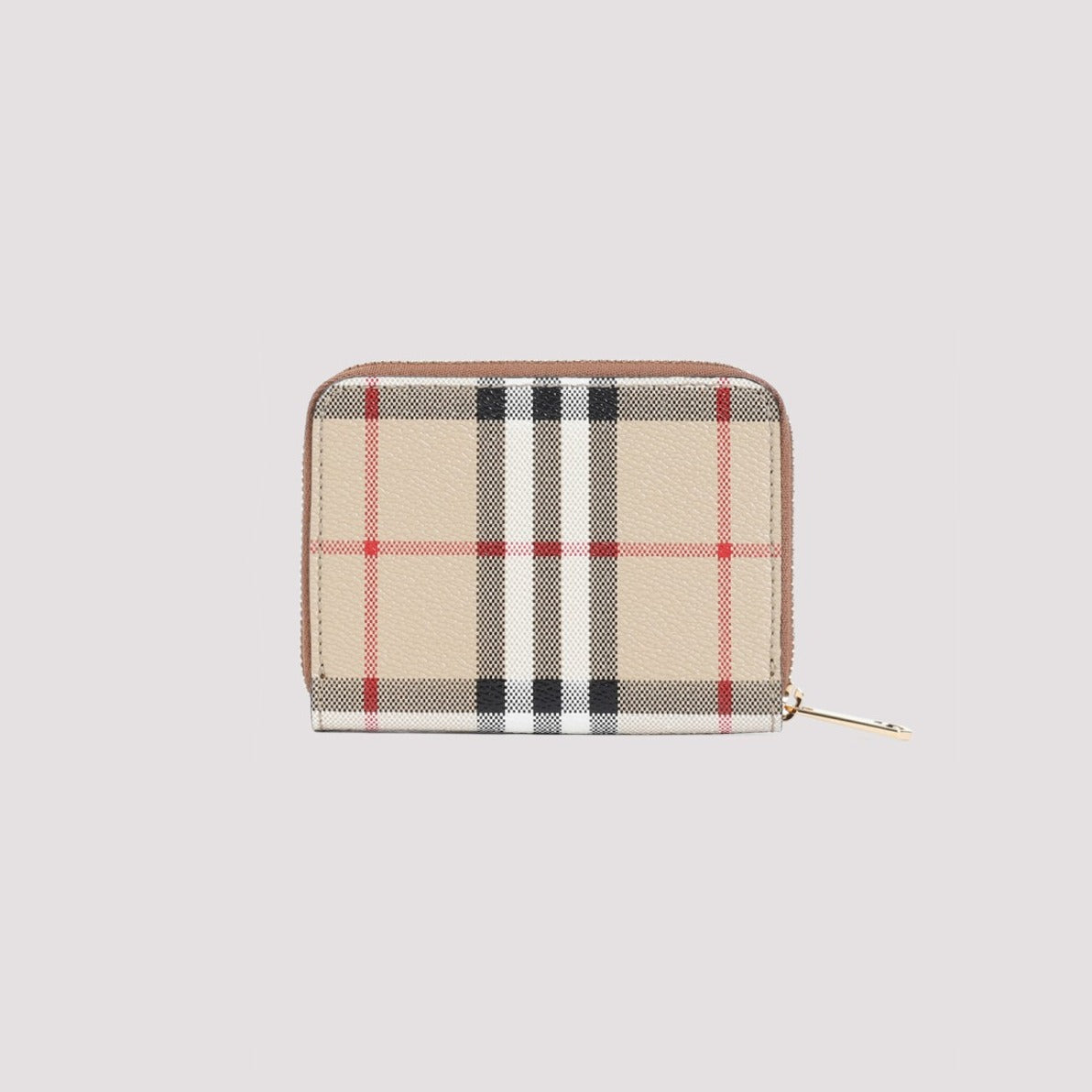 Structured Check Pattern Wallet With Zip Closure