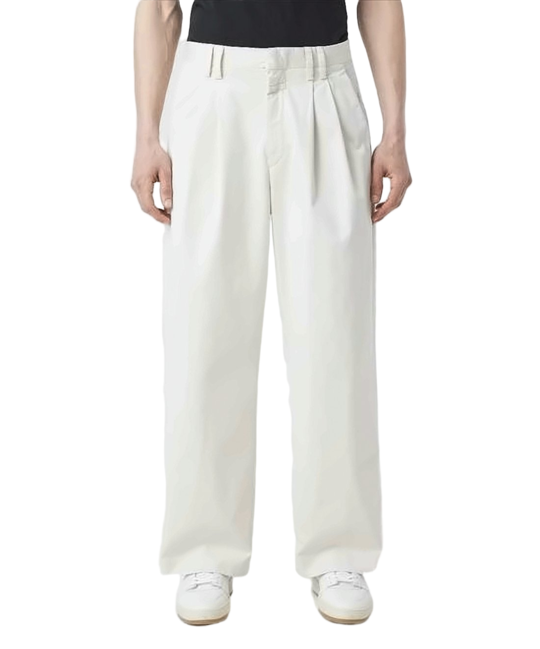 Wide-Leg Cotton Pants with High Waist