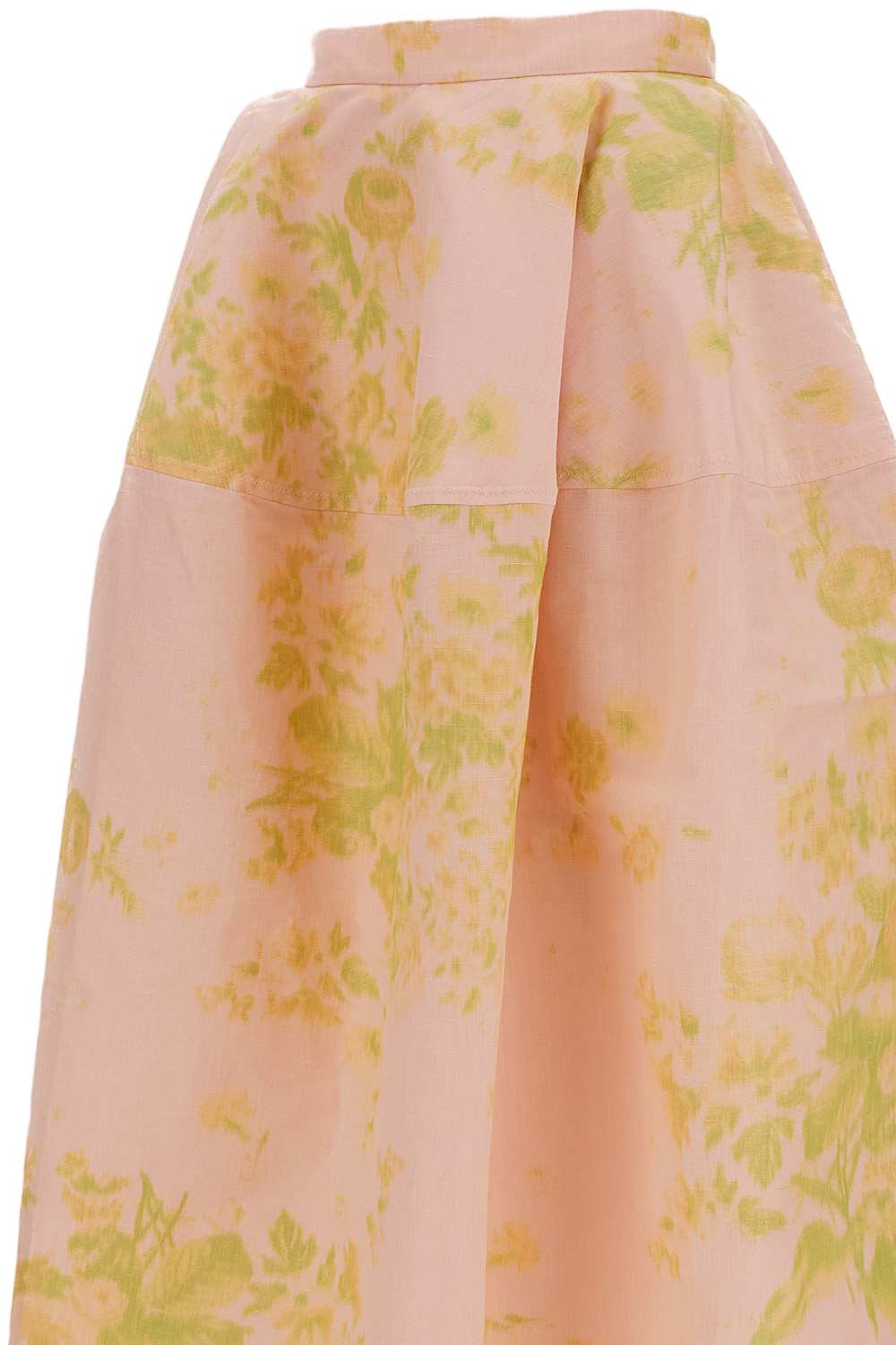 Floral Print Linen Chine Midi Full Skirt
