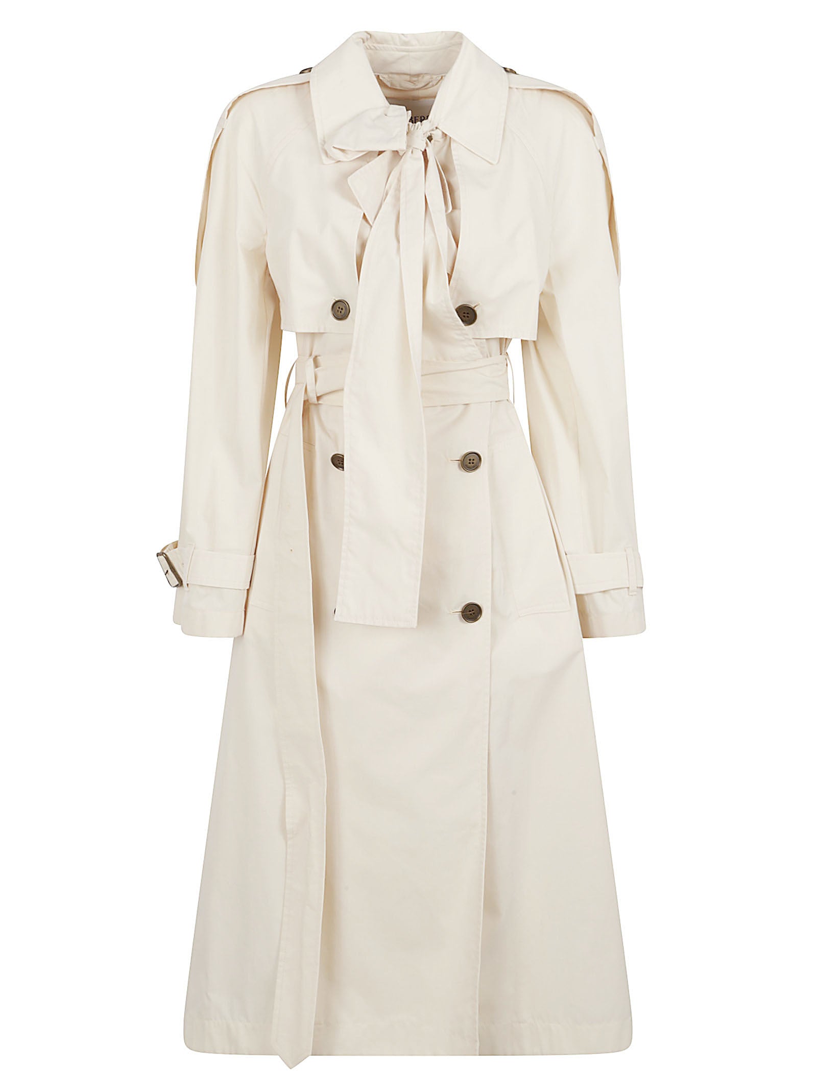 Trench Coat with Bow Tie Detail and Adjustable Cuffs
