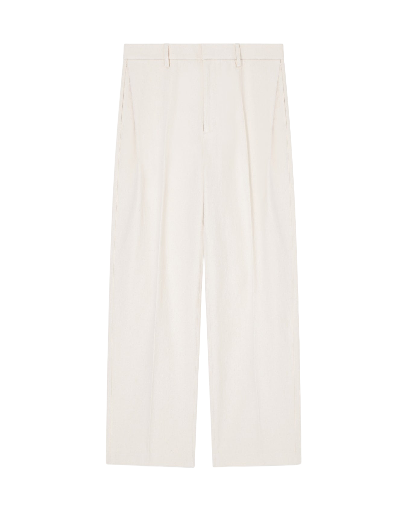 Straight-Leg Casual Trousers With Belt Loops And Subtle Logo