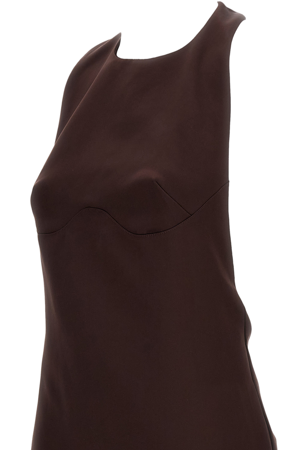 Brown Short Dress with A-line Halter neckline