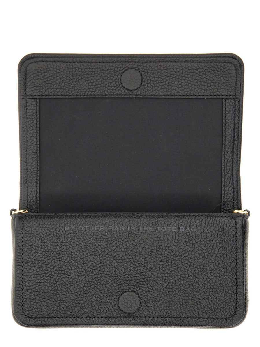 Black Leather Compact Flap Mini Bag