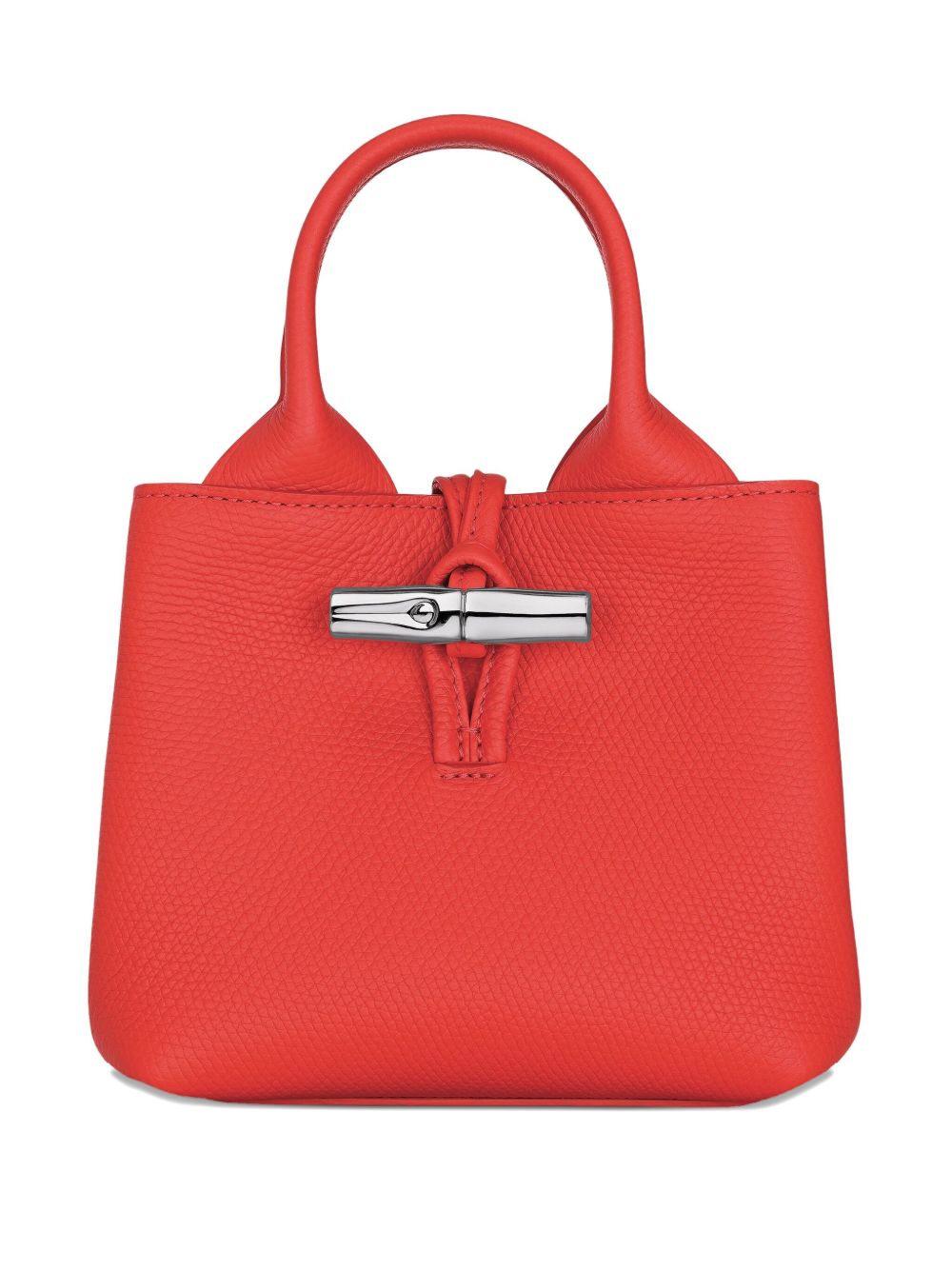 Structured Red Handbag With Silver-Tone Clasp