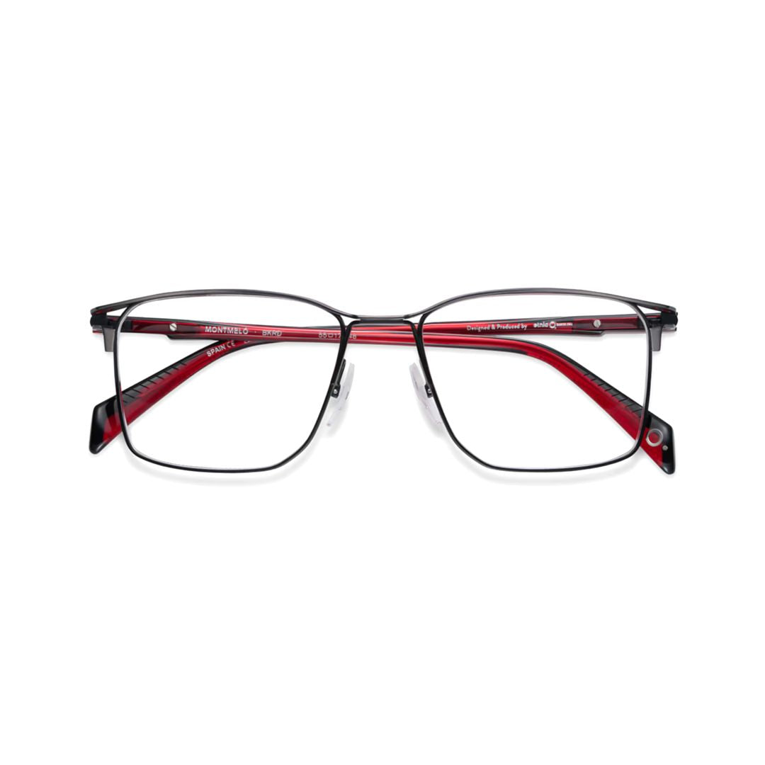 Montmelo Rectangular Frame Eyeglasses with Red Accent