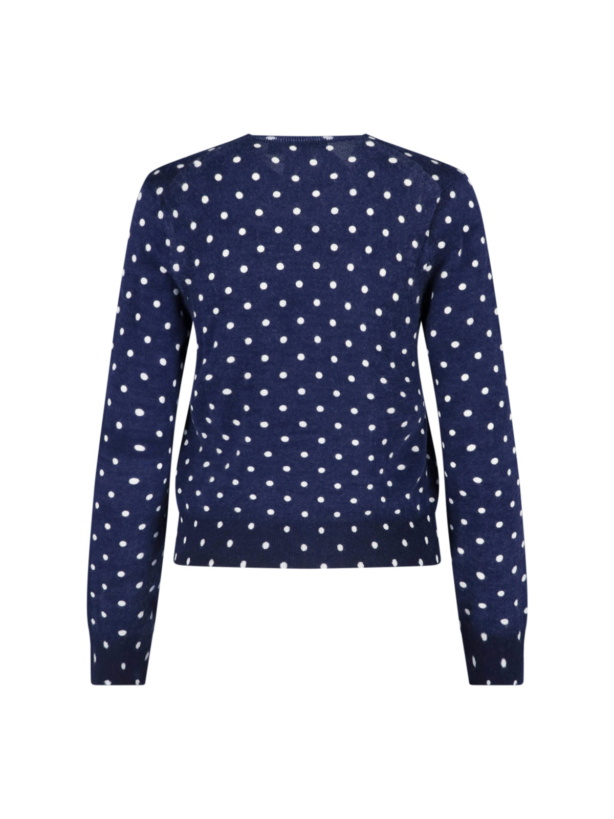 Navy Polka Dot Button-Down Cropped Sweater