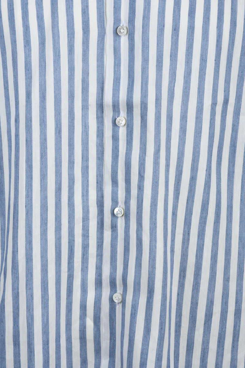 Linen Lyocell Shirt - White/Blue