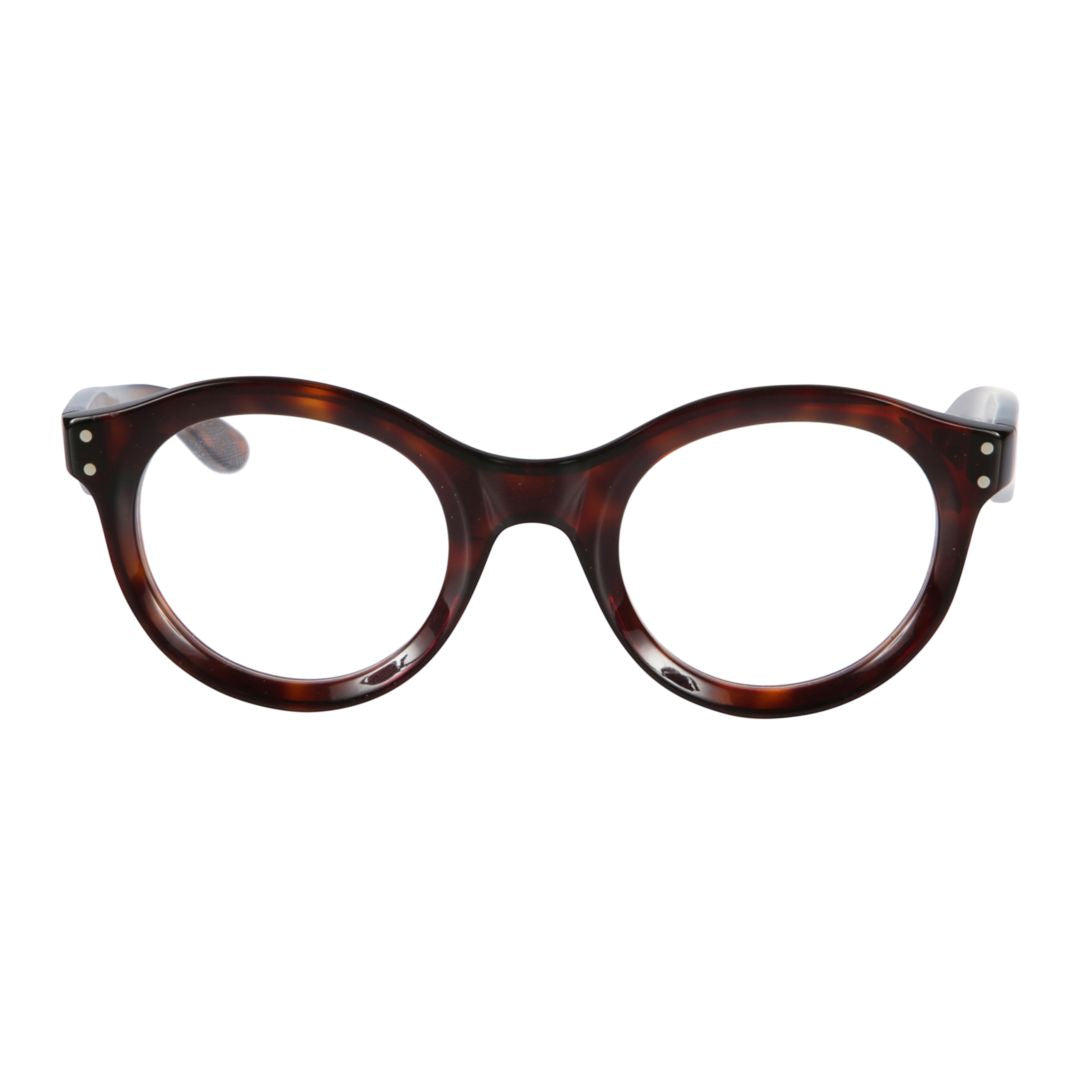 Thick Tortoiseshell Round Frame Sunglasses with Metallic Accents