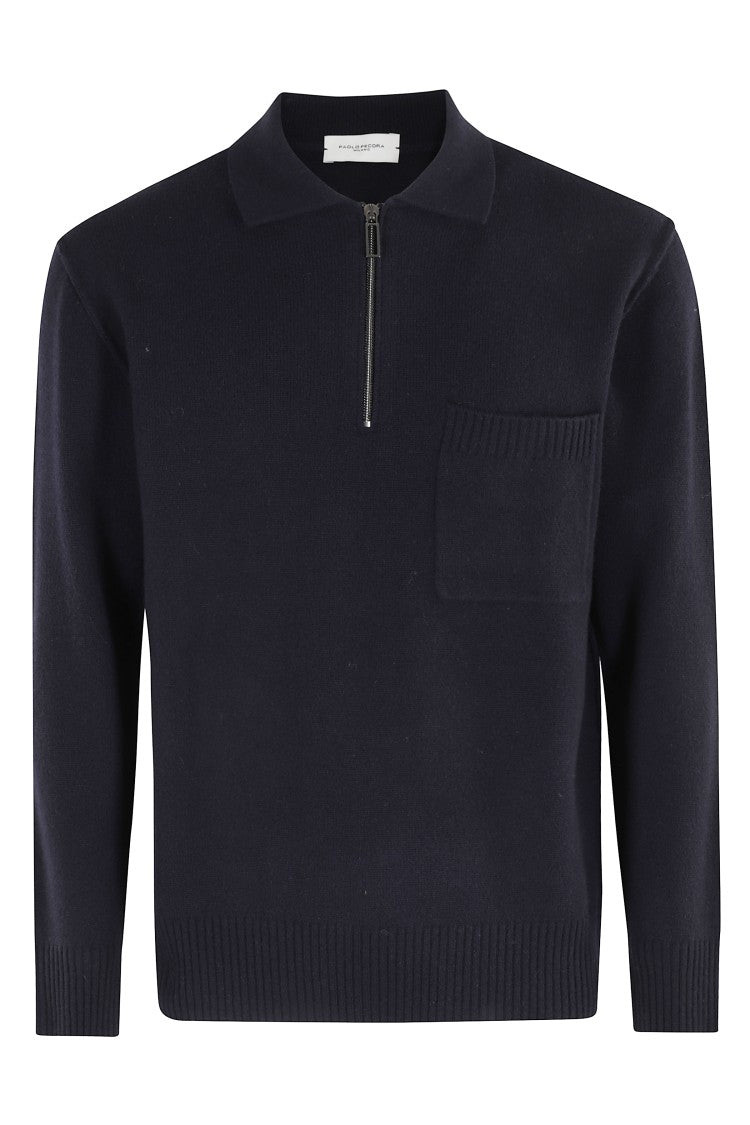 Long Sleeve Wool Polo Shirt