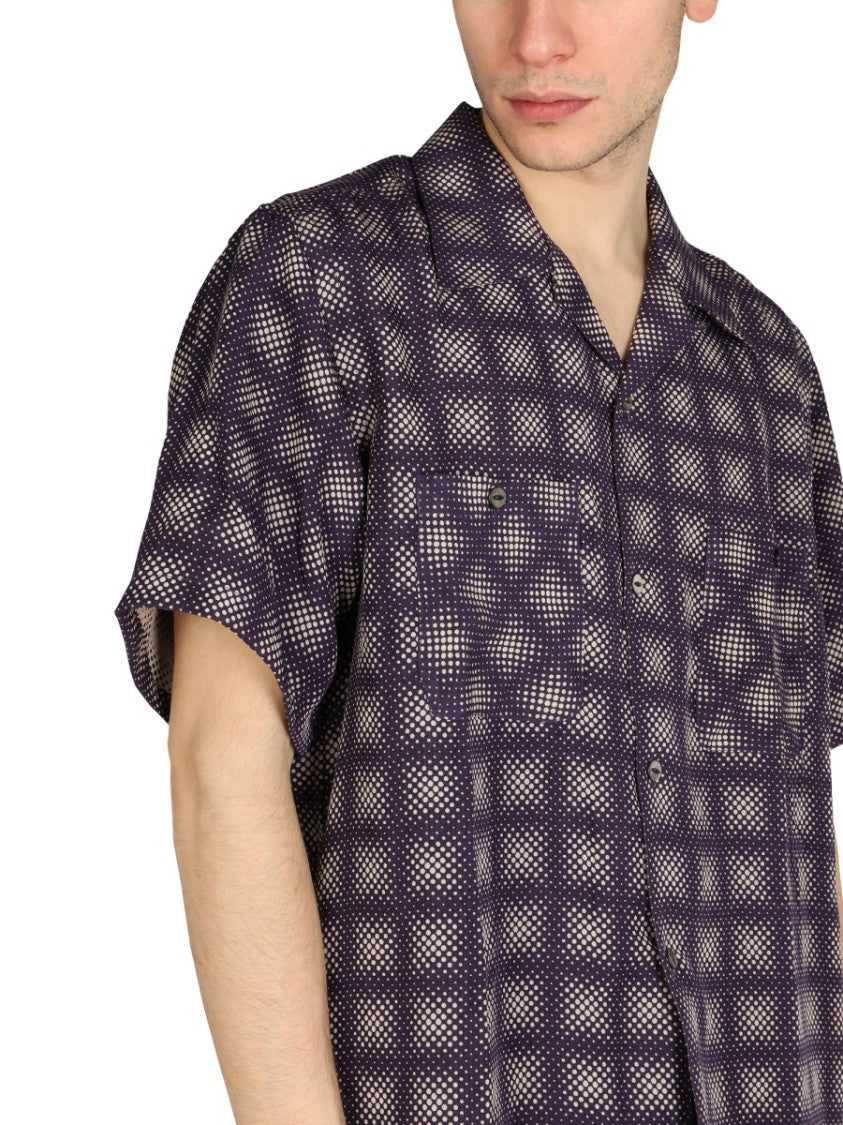 Check Print Shirt With Bowling Collar
