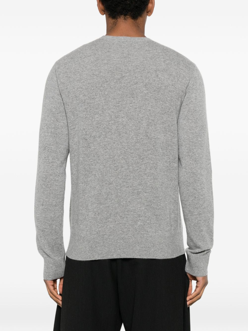 Crew Neck Grey Sweater With Logo Detail