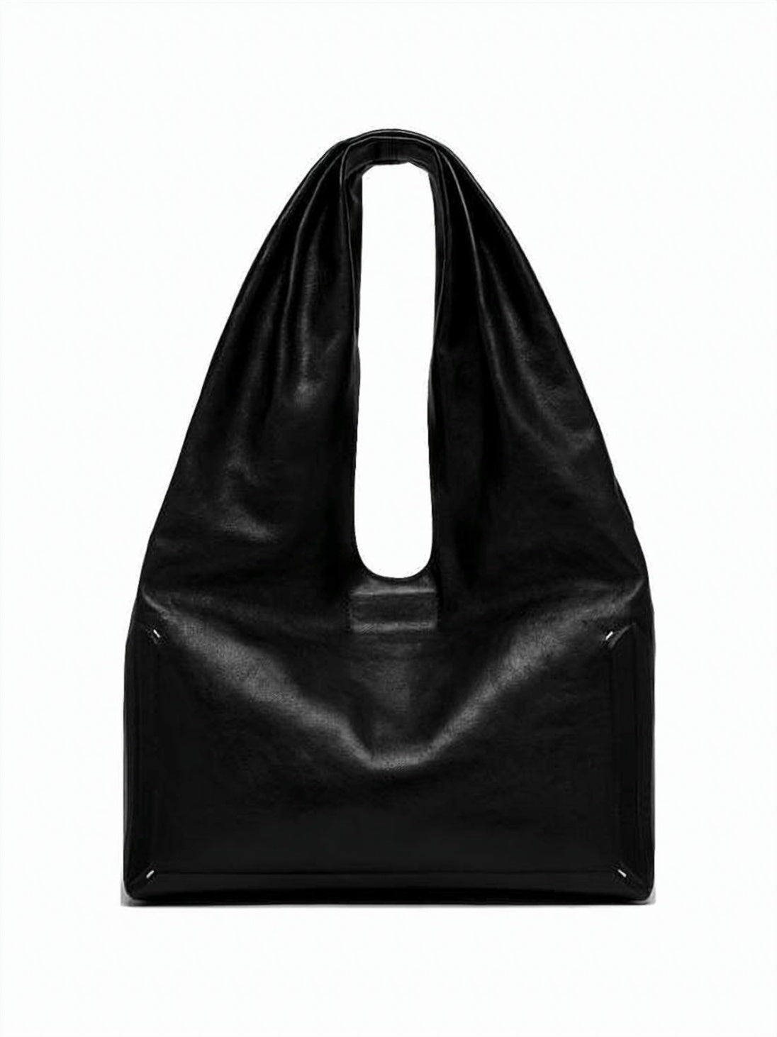 Slouchy Black Lambskin Shoulder Bag