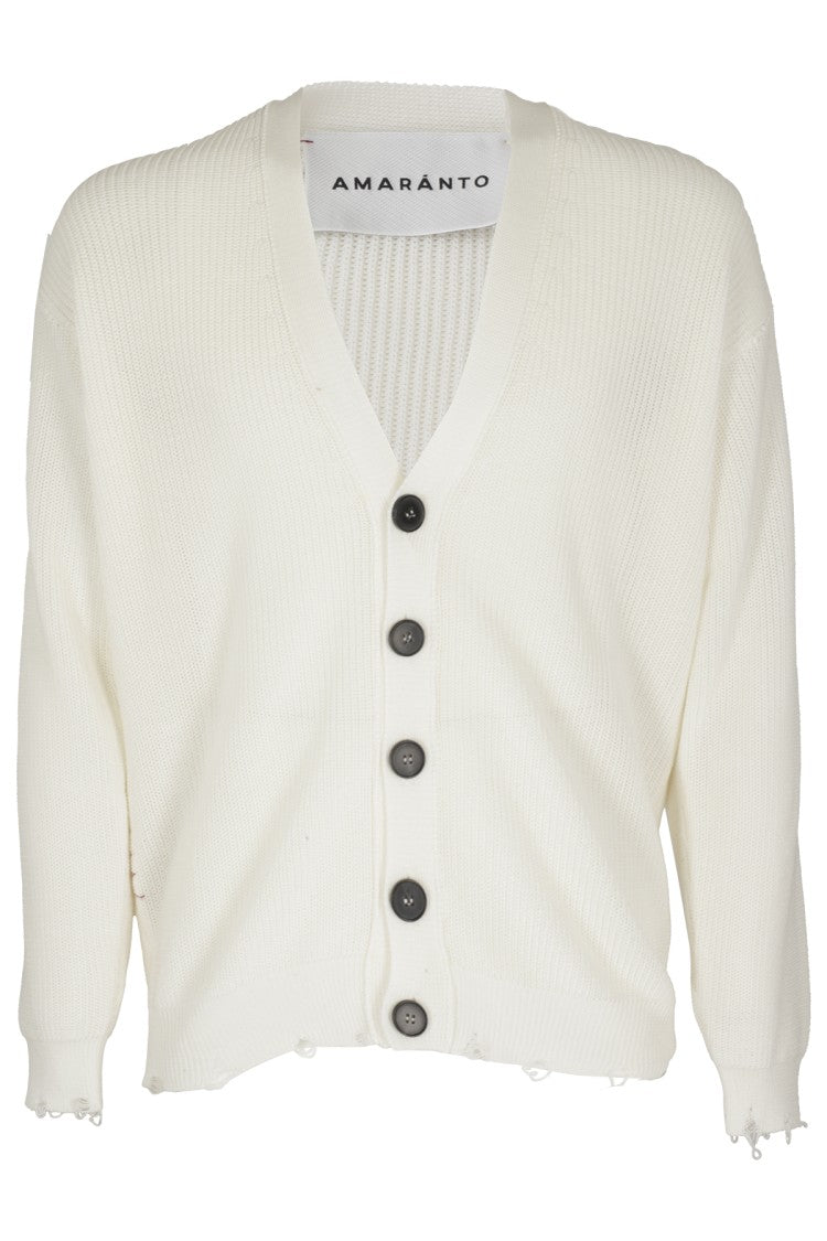 White Cotton Knit Cardigan