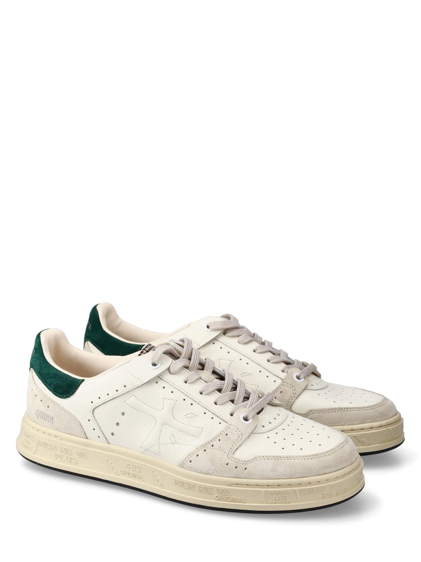 Micro Perforated Leather Sneakers With Suede Accents