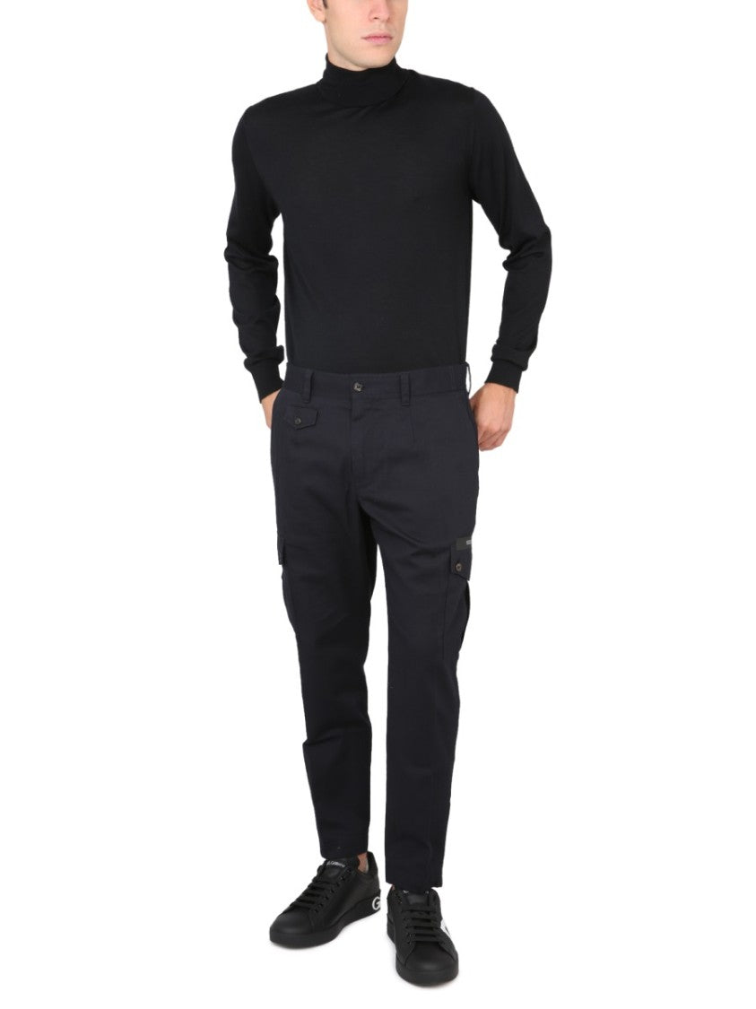 Black Turtleneck Sweater In 100% Wool