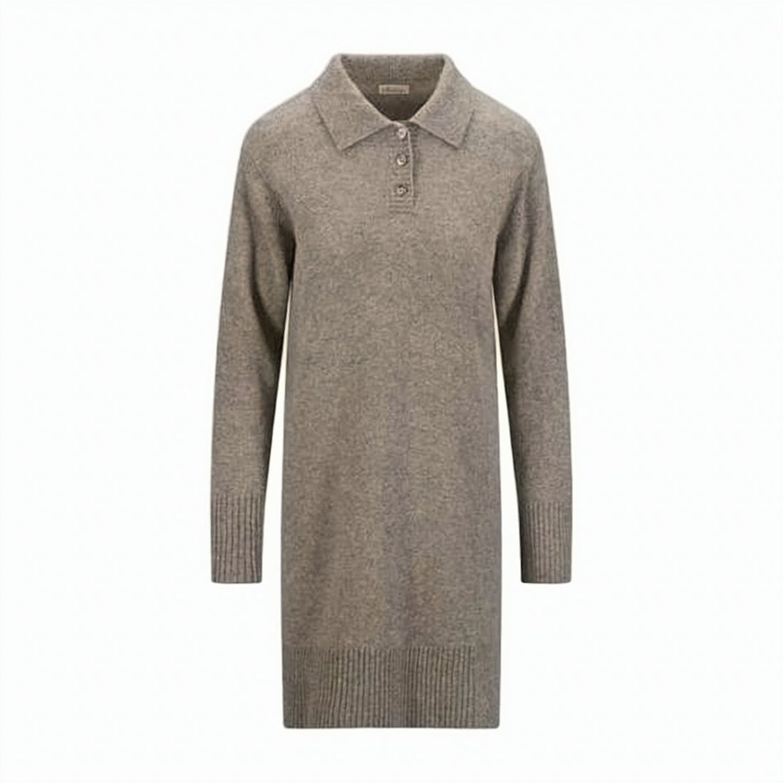 Classic Polo Collar Knit Dress in Textured Fabric