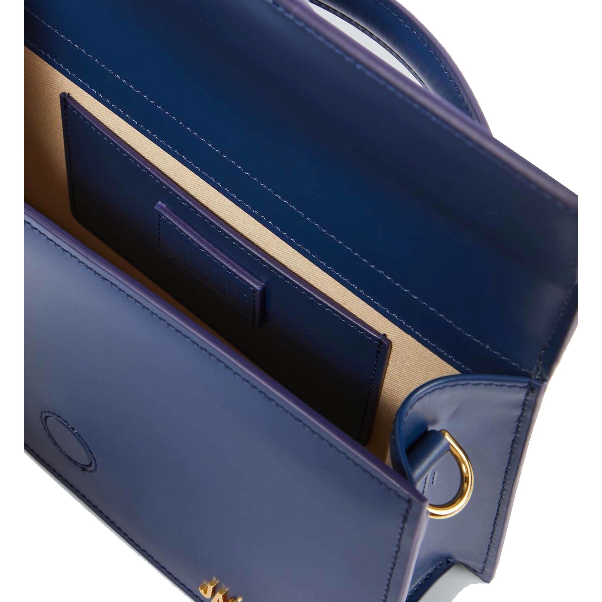 Structured Leather Shoulder Bag with Gold-tone Logo