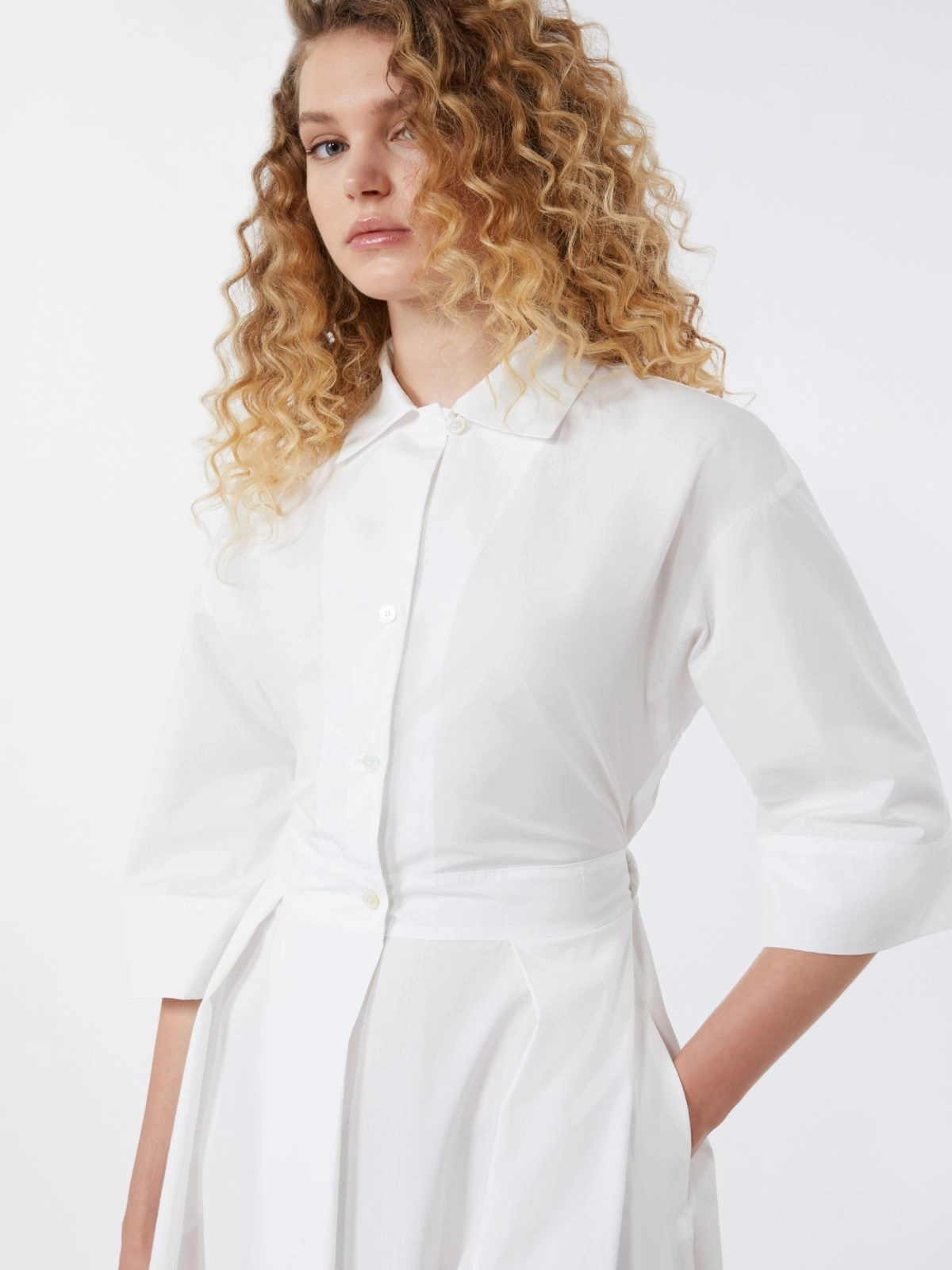 Midi Dress with Classic Shirt Collar