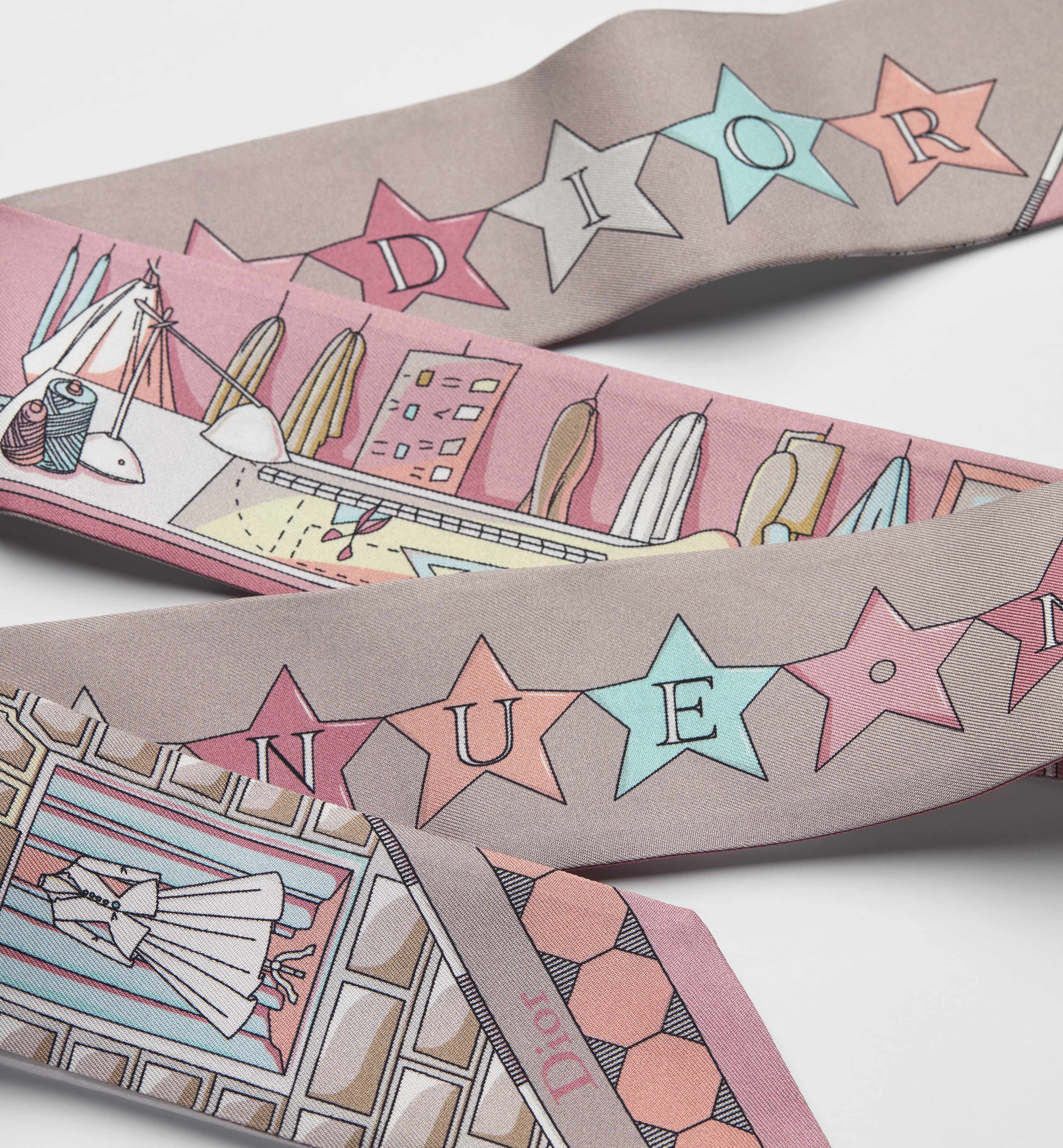 Pastel Pink Scarf With Artistic Star Illustrations