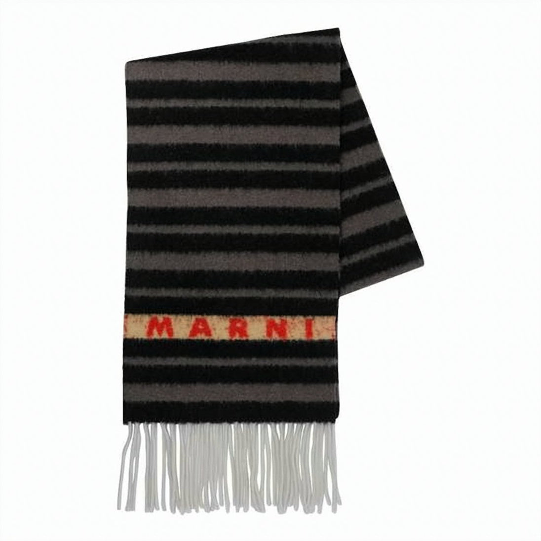 Textured Alpaca and Wool Scarf with Contrasting Lettering