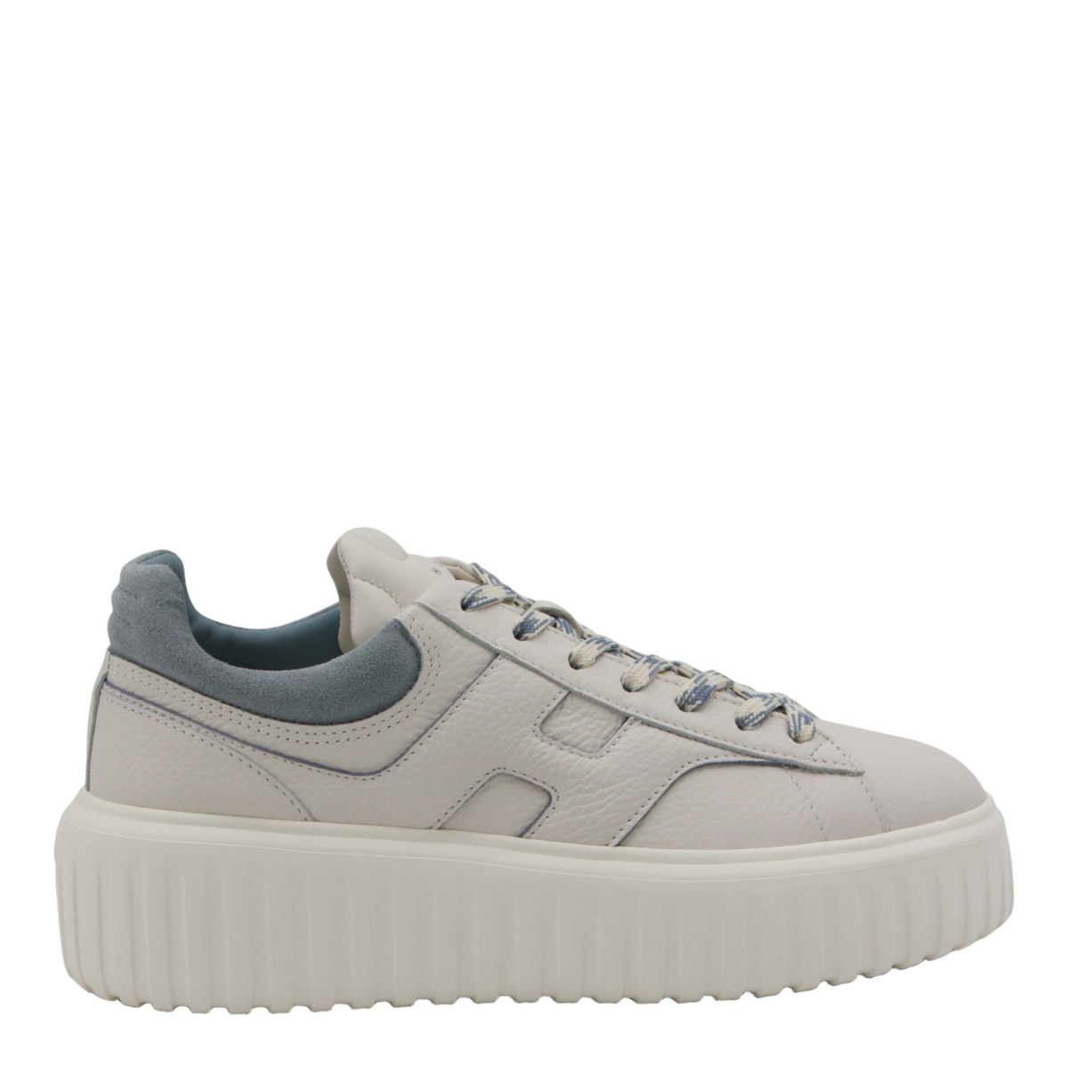 Platform Sneakers with Textured Leather Upper