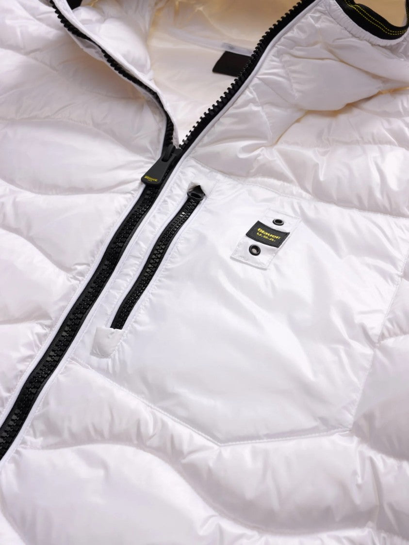 Quilted Down Jacket with Wave Pattern