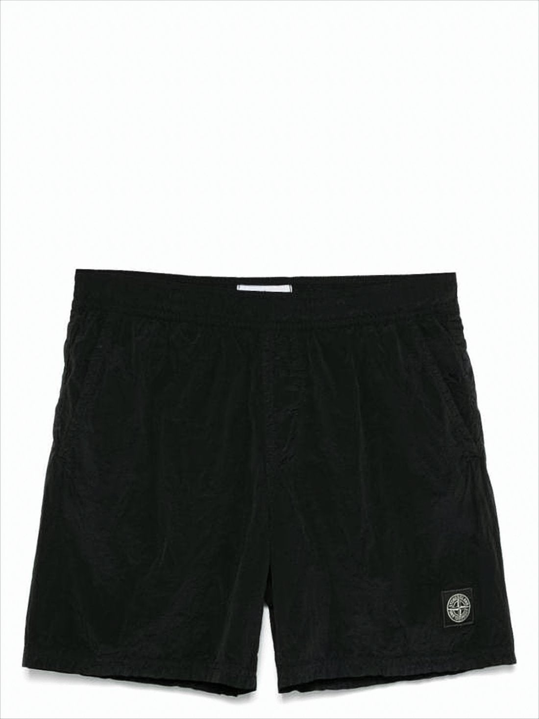 Minimalist Black Shorts with Elastic Waistband