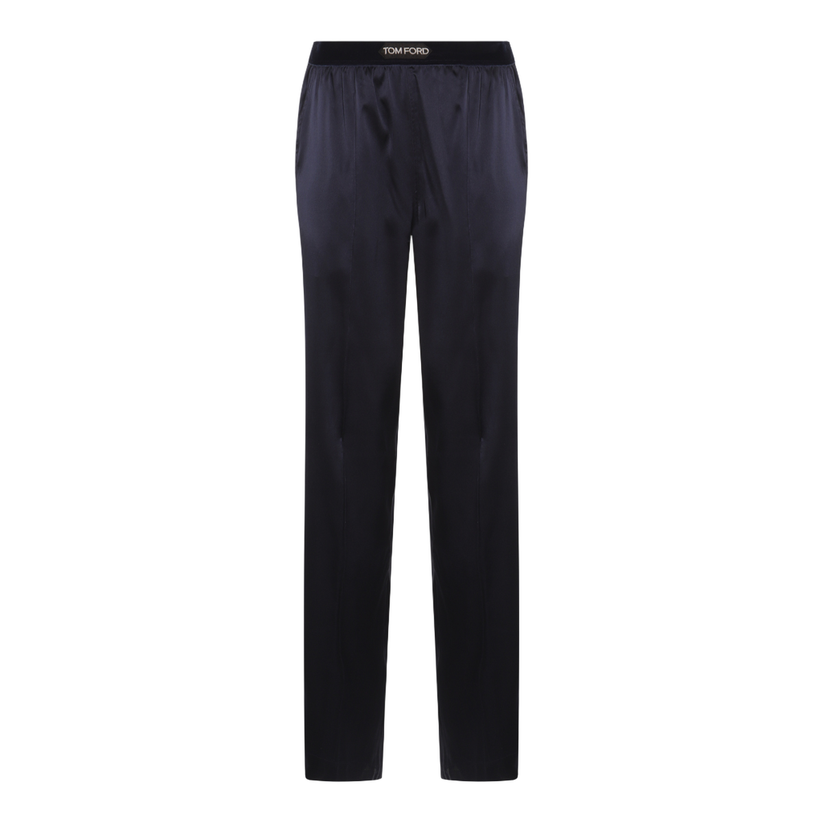 Straight-Leg Blue Trousers with Elastic Waistband