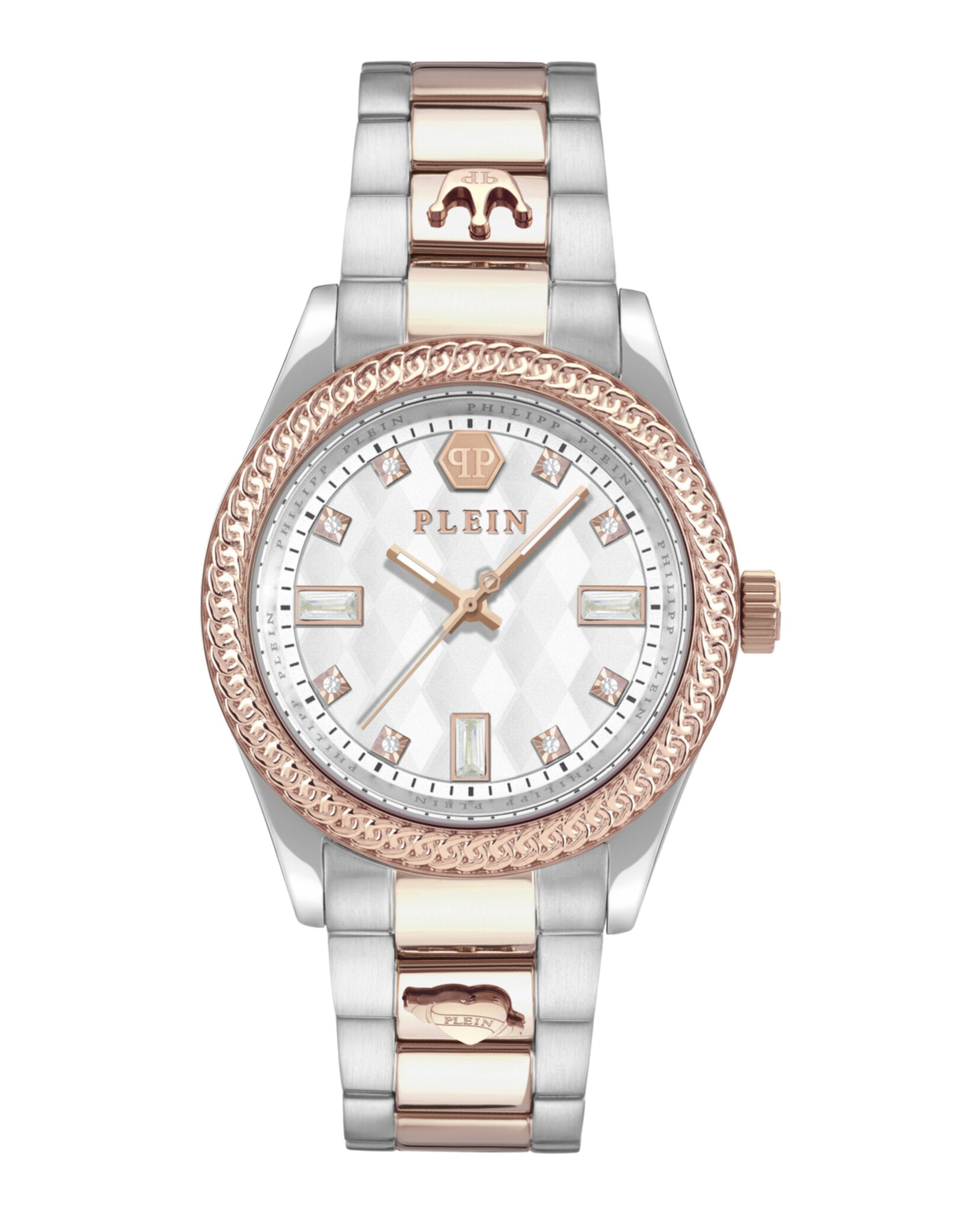 Two-Tone Crystal-Accented Timepiece with Deployant Buckle