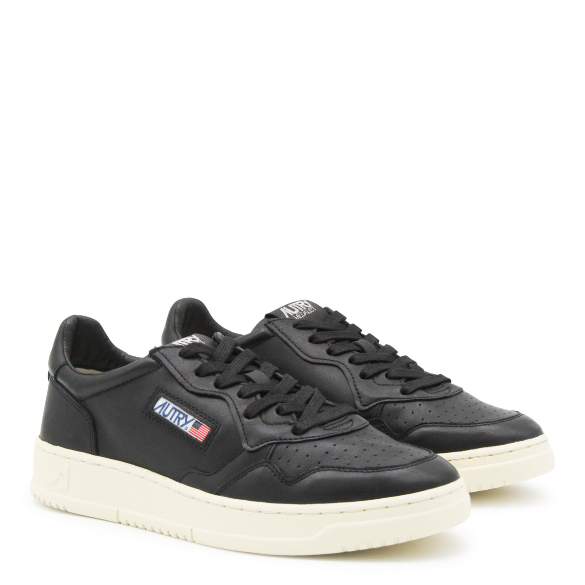Medalist Black Leather Sneakers with Suede Accents