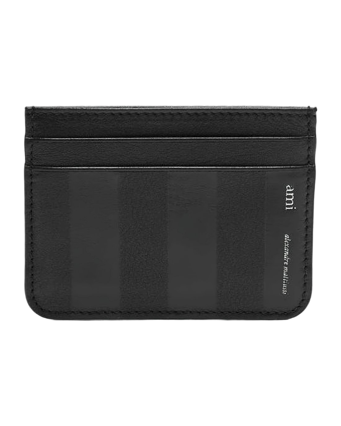 Leather and Canvas Cardholder with Striped Pattern