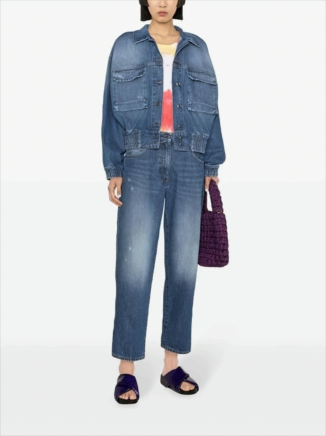 Relaxed Fit Cropped Denim Jacket