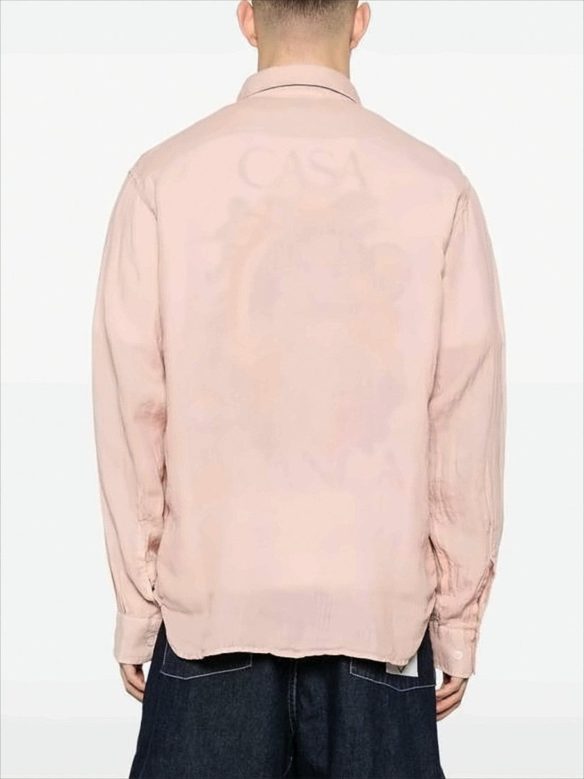 Long-Sleeve Linen Shirt with Classic Collar