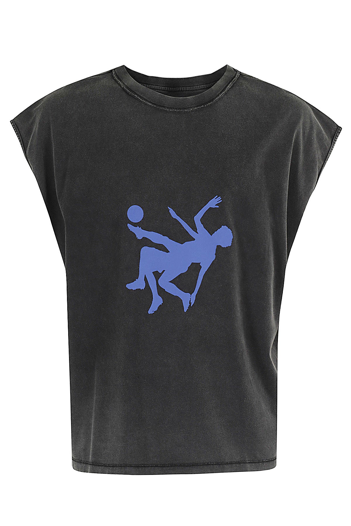 Black Washed Sleeveless T-Shirt