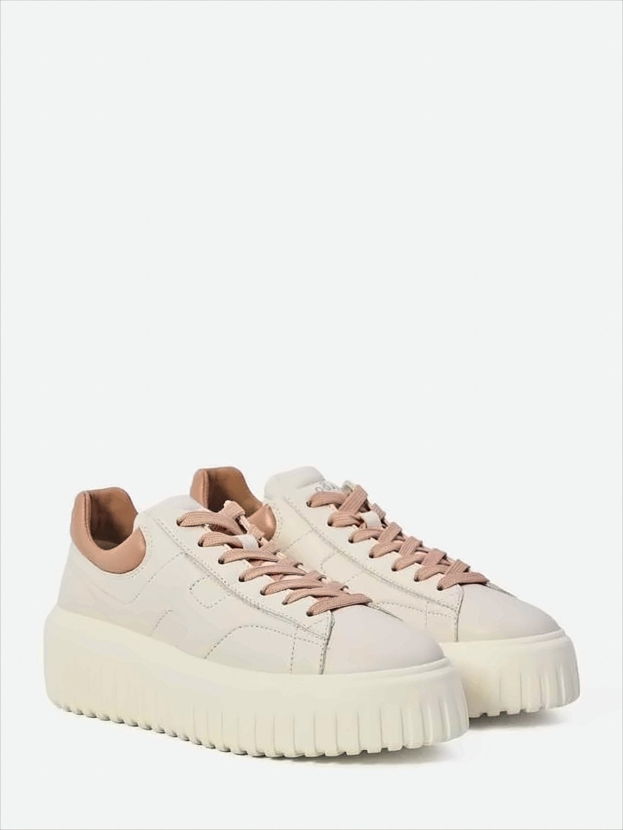 Ivory Leather Lace-Up H-Stripes H Shoes
