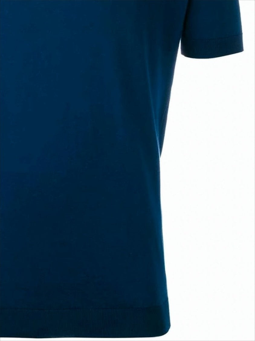 Deep V-Neck Polo Shirt With Ribbed Hem And Cuffs