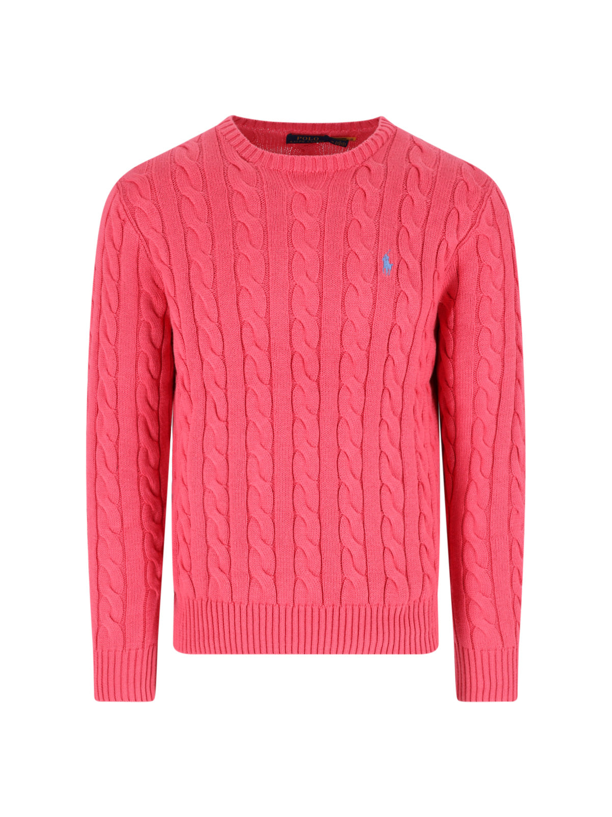 Red Cable Knit Crewneck Sweater