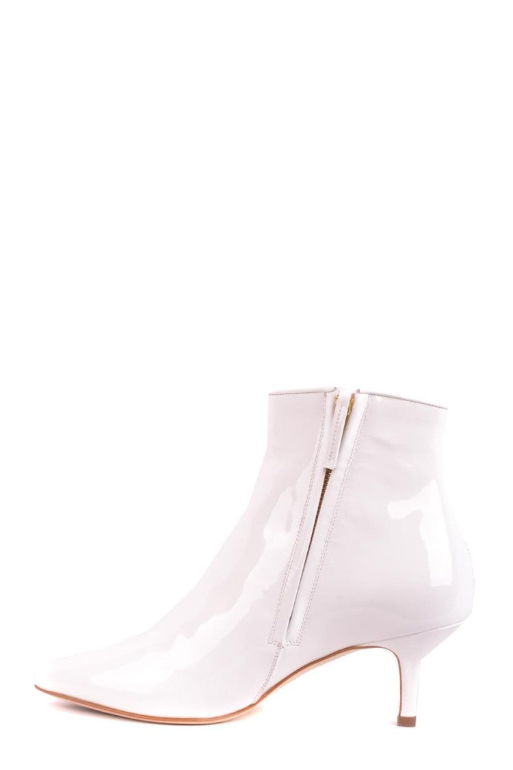 Glossy Leather Ankle Boots With Pointed Toe