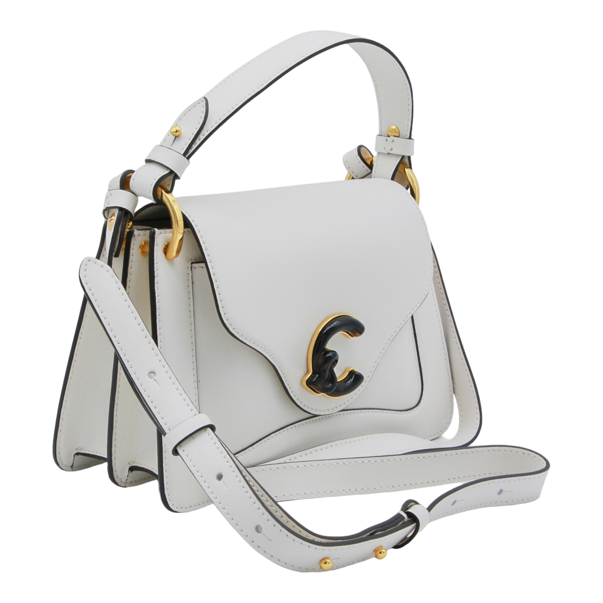 Structured Handbag with Gold Accents