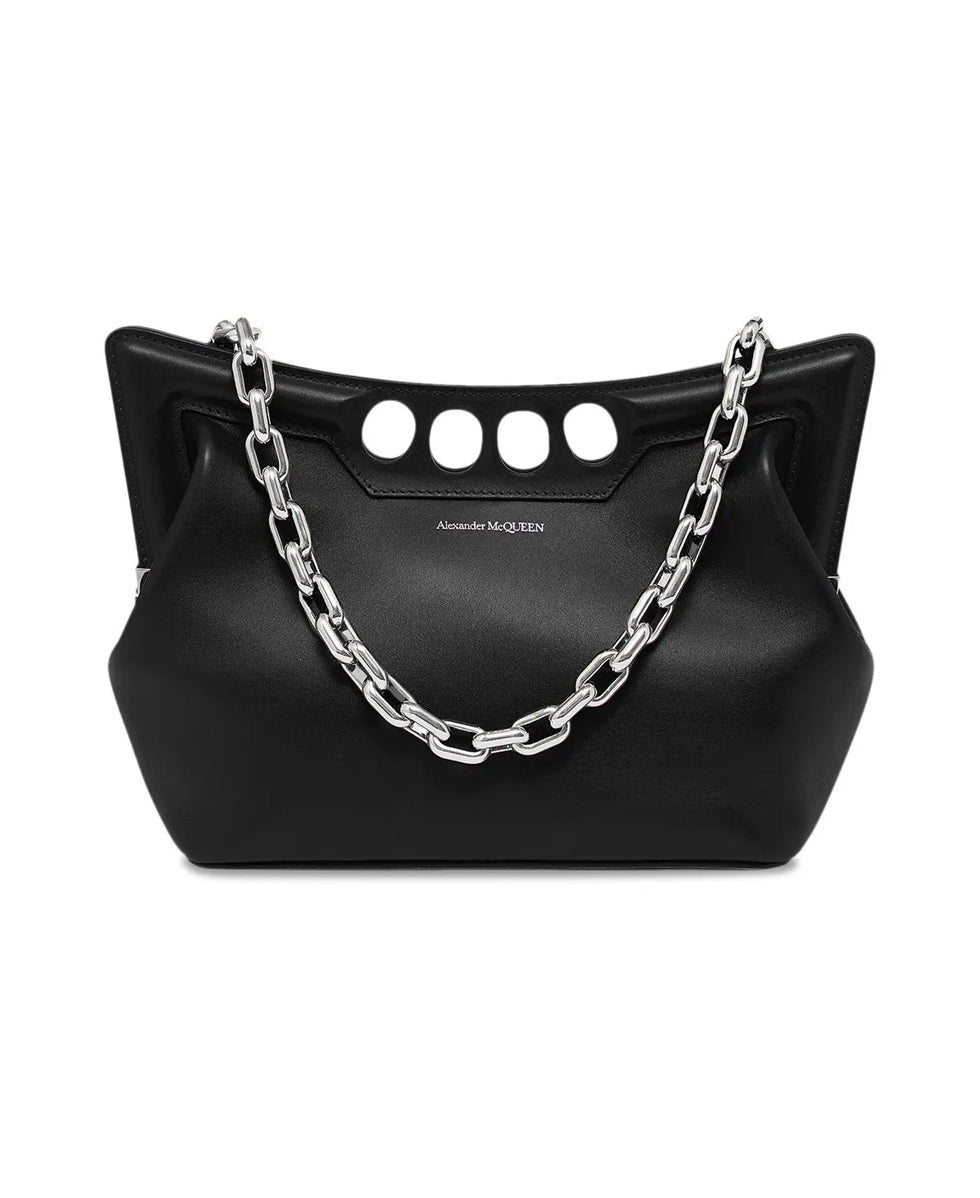 Structured Leather Bag with Cut-Out Details