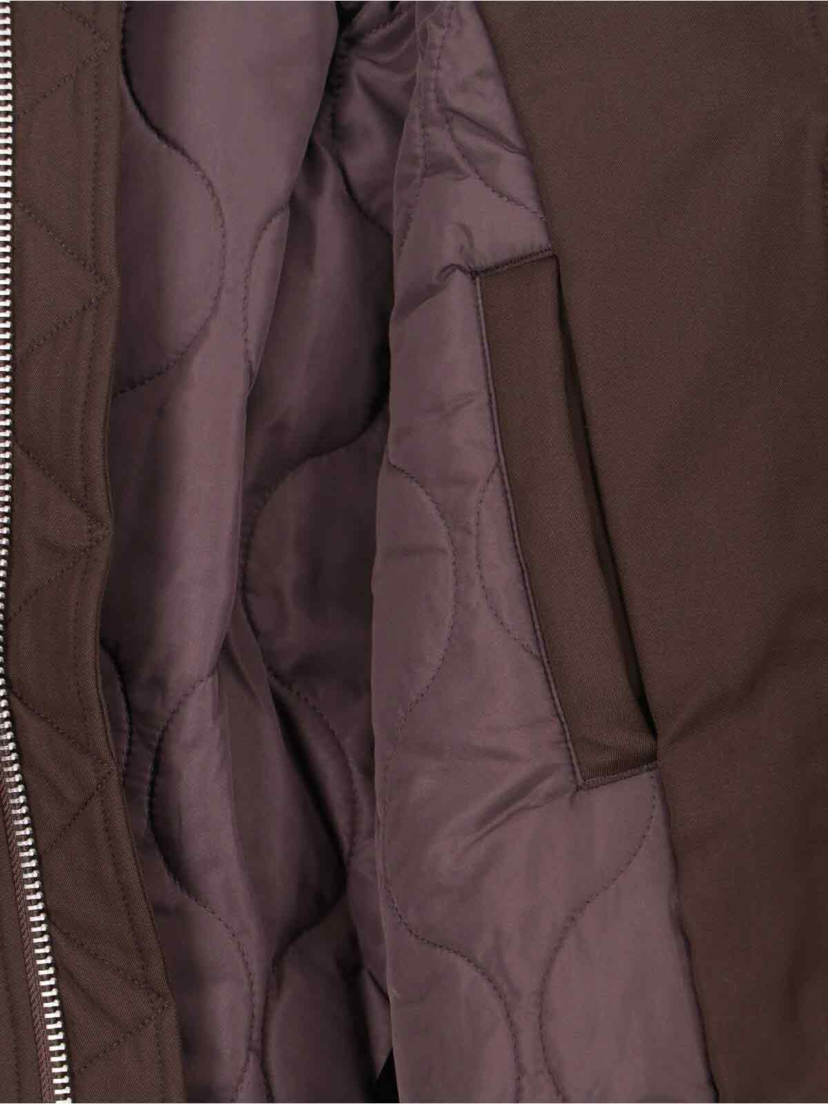 Brown Wool Bomber Jacket with Ribbed Details