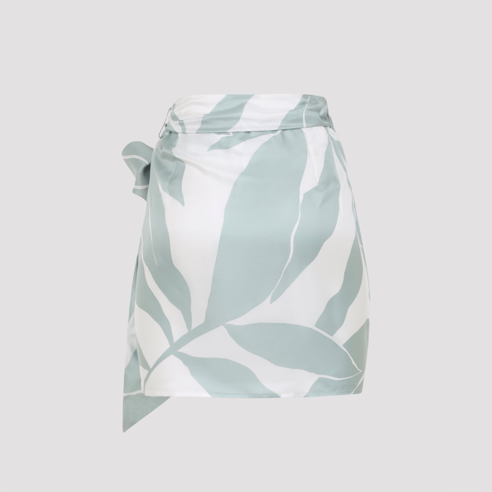 Silk Mini Skirt with Abstract Leaf Pattern